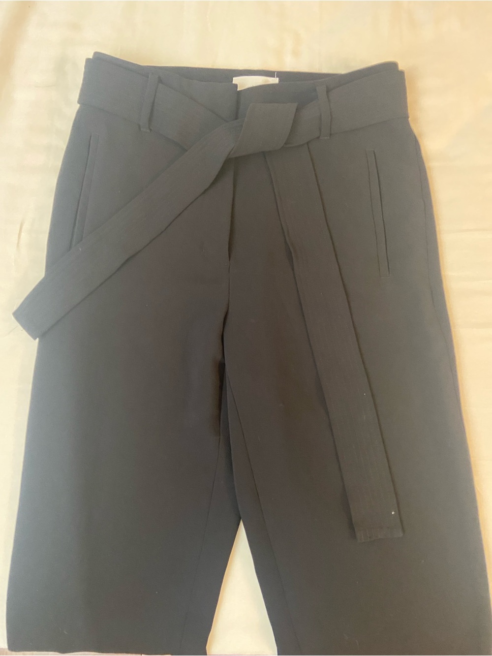 Aritzia Wilfred Tie-Front Black Belted Dress Pants